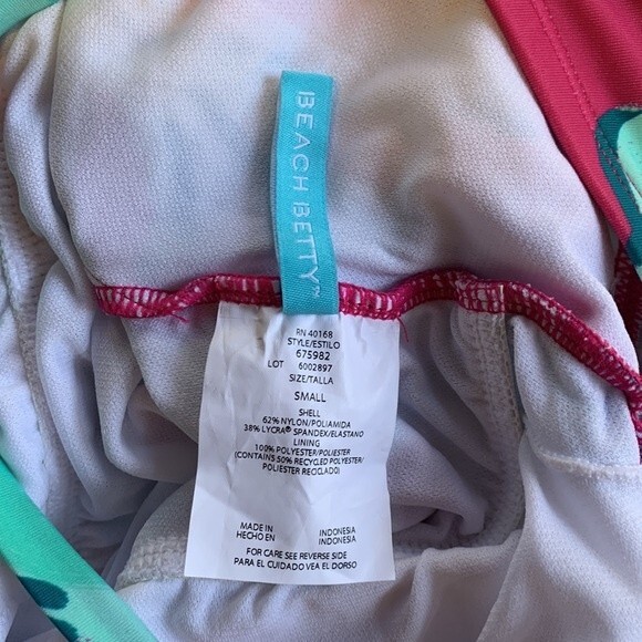 NWOT Beach Betty | Pink Leaf Print One Piece Swimsuit S - Picture 3 of 5